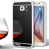 TPU Hülle mit Spiegel kompatibel mit Samsung Galaxy S6 Edge | Schwarz Bling