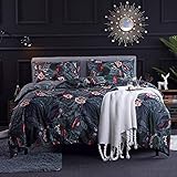 NSXBY Mikrofaser Bettbezug Set,Ultra Weich Vintage Floral Tröster-Abdeckung,Baumwolle 3 Stück Bettwäsche-Set 2 Kissen Schein,Leicht Bauernhaus Quilt-Abdeckung-D 228x228cm(90x90inch)