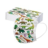 Generic 50 Stück Kinder Mundschutz Einweg Dinosaurier Bedruckt Mund-Nasenschutz Multifunktionstuch 3 lagig Atmungsaktiv MNS Bedeckung Maske-Tücher Bandana Halstuch für Jungen M