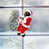 Timpfee Klettern Weihnachtsmann Weihnachten Plüschpuppe Ornament Dekoration Geschenk Batteriebetrieben Klettern Seil Leiter Weihnachtsmann für Innen Außen Dek
