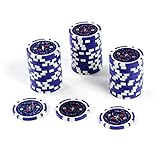 50 Poker-Chips Laser-Chips Metallkern 12g Poker Texas Hold`em Black Jack Roulette reflektierend Tokens Jetons Casino 1 Rolle Wert 1-10000 wählbar (Wert 10)