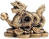 Chinesische Feng Shui Dragon Statue Reichtum anziehen Wohlstand und Glück Geschenk Home Auto Ornamente Geschenk Skulptur Asiatisch Messing Drachen Chinesisches Drache Spielzeug Tierkreis Dragon Fig