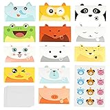 MEETANG 12 pcs Niedliche Grußkarten mit Cartooan Tier Muster, Glückwunschkarten mit Blanko Umschlag und Aufkleber, Geburtstagskarten Glückwunschkarten Ideale Geschenke für Kinder alle Geleg