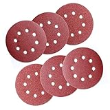 60 Stük Klett Schleifpapier Set 125mm Schleifblätter, 8 Löcher Schleifscheiben für Klett: 10*P40/P60/P80/P120/P180/P240, für Ex