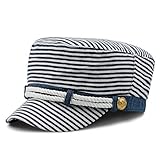 Mode Gestreifte Außenschattenkappe Geeignet für 56-57 cm Kopfumfang Blau und Weiß