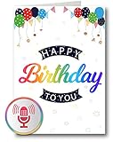 PlayMegram besprechbare Audio Geburtstagskarte, 1 Minute Aufnahme und Wiedergabe per Knopfdruck, Für Sprachnachrichten und Musik, Kreative Geschenkidee, Happy Birthday