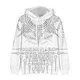 Odinism-Herren Wikinger Hoodies 3D Print Tattoo Sweatshirt Nordic Myth Kapuzenpullover Big Pocket Herbst Loose Street Jacke,Viking Symbol Hoodie,5XL