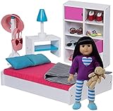 The New York Doll Collection Puppenbett & Schlafzimmer Set Passend für 18 Zoll / 46cm Puppen - Puppenmöbel für American Girl Pupp