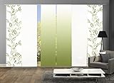 Home Fashion 96993 | 6er-Set Schiebegardinen Concord | blickdichter Dekostoff | grün | jeweils 245x60