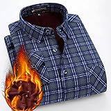 SKYROPNG Heavy Weight Fleece Shirt - Klassischer Karodruck Verdicktes Hemd Mittleren Alters, Winter Langarm Lässiges Oberteil Mit Taschen, Western Warm Sherpa Jacke,Style B,42