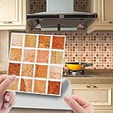FeiliandaJJ 10 Stück Mosaik Wandfliese Aufkleber für 10x10cm Fliesen Selbstklebend Wasserdicht 3D Mosaik Fliesenaufkleber für Bad und Küche Deko Fliesenfolie Fliesensticker (A)