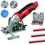 Einhell Mini-Handkreissägen Set TC-CS 860/1 (450 W, max. 23 mm, Sägeblatt Ø 85 mm, Absaugadapter, Parallelanschlag, 2 Sägeblätter, 1 Diamant-Trennscheibe, Führungsschiene, Koffer)