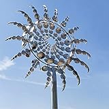 zyeziwhs Einzigartige und magische Windmühle aus Metall, 3D-Edelstahl-Windspiel für den Außenbereich, Windfänger, Hof, Rasen, Garten, Terrasse, Dekoration, Skulptur bewegt sich mit dem Wind, 30,5