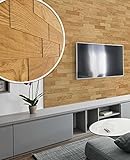 wodewa 200 Wandverkleidung Holz 3D Eiche Natur geölt 1m² Wandpaneele Moderne Wanddekoration Holzverkleidung Holzwand für Wohnzimmer, Küche, S
