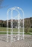 CLP Eisen Rosenbogen Melissa mit Tor/Tür, Doppeltor Höhe 150 cm, Maße gesamt: Breite 120 cm, Höhe 220 cm, Tiefe 40 cm, Farbe:antik weiß