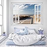 murimage Fototapete Strand Fenster 183 x 127 cm inklusive Kleister Fenster Ausblick Meer Strand Dünen Ozean Ocean Way Tap