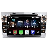 Dual-Tuner FM Autoradio 2GB+32GB Android Auto 10 Carplay Rohm-DSP Bluetooth 5.0 DAB+ WiFi 4G USB CD DVD Navigation GPS für OPEL Astra H G Corsa C D Vivaro Antara Vectra Zafira (Silber)