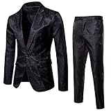 2-teiliger Herren Anzug dunklem Muster Court-Stil Blazer Anzug Slim Fit Anzug Business Hochzeit Jacke Mantel + Hose Anzug für Karnevals Party