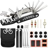 Fahrrad Multitool Reparatur Werkzeug Kit,16 in 1 Punktions set,Mountainbike Fix Zubehör,mit Reifenheber,Ventil Ader Schlüssel,Ventil Ader,Gummi Tube,Reifen Raspel,Reifen Patches und T