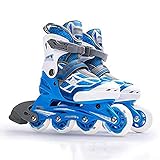 Lecez Jungen Rot/Blau Rollschuhe Inline Skates Größenverstellbar Kinder Kinder Pro Skating