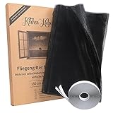 Kitchen Helpis® Hochwirksames Fliegengitter für Fenster 130 cm x 150 cm, Fliegengitter Fenster selbstklebend mit Klettband, Insektenschutz individuell zuschneidbar, Moskitonetz Fenster stopp