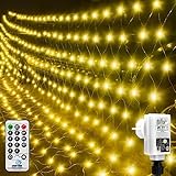 OBOVO LED Lichterkette Netz 3*2M, 200 LED Weihnachtsbeleuchtung Lichternetz mit Fernbedienung und Timer, 8 Beleuchtungsmodi Warmweiß Lichterkette mit Stecker für Innen und Außen Weihnachten Party Dek