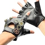 BLESSUME Viktorianisch Punk Fingerlos Handschuhe Jahrgang gotisch Punk Unisex Cosplay Handschuhe Zurück (Schwarz 1)