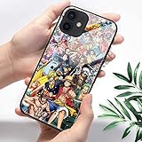 FUTURECASE Anime Luffy Zoro Sanji Chopper Nami One Piece Straw Hat Tempered Glass Case for iPhone 11 12 Mini Pro Max X XR XS Max 6 6S 7 8 Plus SE 2020 (11, iPhone 6 6S)