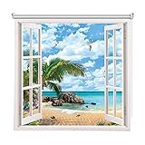 LXTIN Rollo Verdunklungs Seitenzugrollo Verdunkelungsrollos, 85cm/105cm/125cm/145cm Breit, 3D Strand Meerblick Gemustert Fensterrollo fr Drinnen Drauen (Size : 240cm(33.5&a34;&a215;94.4&a34;))