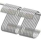 20 Pack S Haken Edelstahl für hängende Töpfe und Pfannen, Pflanzen, Kaffeetassen, Kleidung, Handtücher in Küche, Schlafzimmer, Büro，Bad und Garten，11cm Groß，Belastbar bis 25kg
