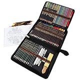 72pcs Buntstifte Set,Professionell Bleistift Zeichnen Set für Skizzieren Malset Set inklusive farbstift, Graphit und Kohle-Bleistifte und -Zubehör,Ideales schulbedarf künstlerbedarf für Anfäng