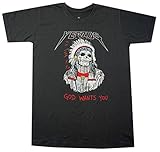 Lectro Click2tshirt Herren Rotes indisches Skelett Kanye West Yeezus God Wants You Tour T-Shirt Click2tshirt - Schwarz - X-Groß
