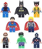 LKG ® 8-teiliges Superhelden-Set - Kompatibel mit Lego - Batman, Ironman, Wolverine, Captain America, Hulk, Thor, Deadpool, Spiderman - Cake Topp
