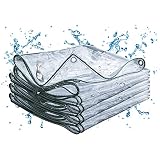 Abdeckplane Transparente mit Ösen, PVC wasserdichte Plane, Regenschutz Schutzplane für Balkon, Gärten, Pflanzendach, Faltbar Reißfeste Regenvorhang, 400g/m² (Größe : 1mx2m)