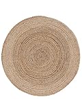 carpetfine Juteteppich Nele Rund Beige Ø 150 cm | Naturfaser Teppich für Wohn- und S