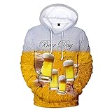 Battnot Oktoberfest Kostüm Bayerische Herren Pullover Lustig 3D Bierdruck Langarm Tops mit Kapuze, Männer Hoodies Casual Programm Festival Kleidung Freizeit Mens Sweatershirt Große Größen M-XXXXL 3XL