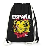 MoonWorks Turnbeutel EM WM Spanien Löwe Flagge España Lion Flag Fußball schwarz U