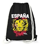 MoonWorks Turnbeutel EM WM Spanien Löwe Flagge España Lion Flag Fußball schwarz U