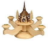 Volkskunstwerkstatt Unger Adventsleuchter mit Seiffener Kirche inkl. 4 Teelichtaufsätze - Echt Erzgebirge® #0510