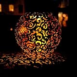 LED Solar Kugel Steck Leuchte Dekor Stanzung Garten Außen Erdspieß Lampe silber schw