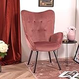 MEUBLE COSY Lehnstühle Vintager Retro Sessel Polstersessel Stoff Lounge Clubsessel Fernsehsessel, Rosa, 68x73x106