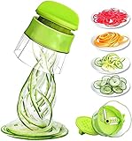 Handspiralschneider Gemüsehobel, 4 in 1 Zucchini Spaghetti-Macher, Gemüse-Spiralschneider für Low Carb/Paleo/Glutenfreie M