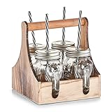 Zeller 19746 Trinkgläser-Set, 5-tlg., Glas/Metall/Holz, ca. 20 x 22 x 22