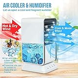 Klimaanlagen mit Wasserkühlung, Klimagerät mit 90° Drehfunktion, Mini Luftkühler mit Verdunstungskühlung, Ventilator Verdunstungskühler, mit Luftbefeuchtung und Nachtmodus, Air Cooler mit T