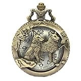 SIBOSUN Steampunk Wolf wölfe Muster taschenuhr Kette Box hohl Fall Quarzwerk - arab