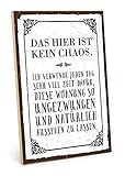 TypeStoff Holzschild mit Spruch – Chaos – im Vintage-Look mit Zitat als Geschenk und Dekoration zum Thema Ordnung,