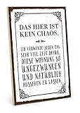 TypeStoff Holzschild mit Spruch – Chaos – im Vintage-Look mit Zitat als Geschenk und Dekoration zum Thema Ordnung,