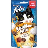 FELIX KnabberMix Original Katzensnack, Knusper-Leckerlie mit 3 Geschmacksrichtungen, 8er Pack (8 x 60g)