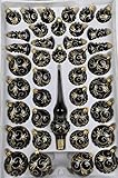 39 TLG. Glas-Weihnachtskugeln Set in Hochglanz Schwarz Goldene Ornamente - Edle Neuheit Christbaumkugeln - Weihnachtsschmuck - Christbaumschmuck
