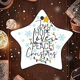 Joy Hope Liebe Frieden Weihnachten Andenken Ornament Holz Wichtel Ornamente Weihnachtsschmuck Blaue Bäume Kränze & Girlanden Gewürzschrecken für erste Erinnerung